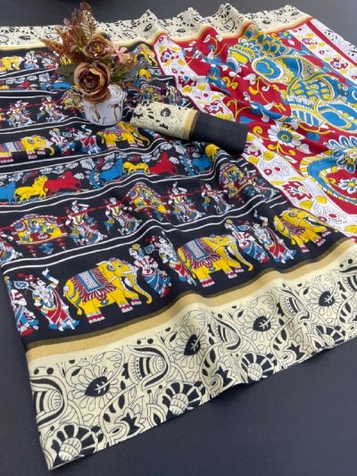 Designer Freehand Multicolor Saree