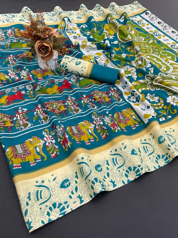 Designer Freehand Multicolor Saree - Image 4
