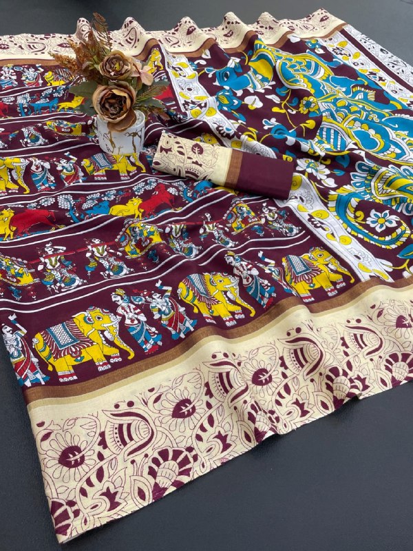 Designer Freehand Multicolor Saree - Image 6