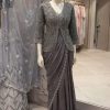 Women wearing Trending Party Saree With Jacket