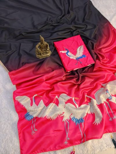 Flying Swan Crepe Silk Saree