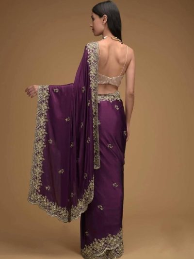 Purple Rangoli Silk Embroidered Saree