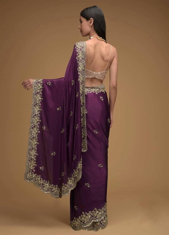 Purple Rangoli Silk Embroidered Saree