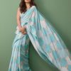 women wearing Sky Blue Designer Tebby Silk Saree