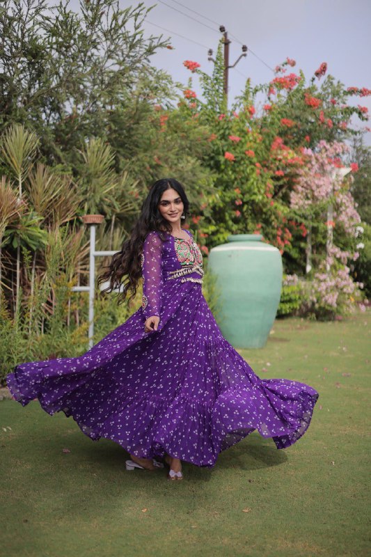 Bandhani Kutchi Patchwork Georgette Gown 4 Bandhani Kutchi Patchwork Georgette Gown - Image 4