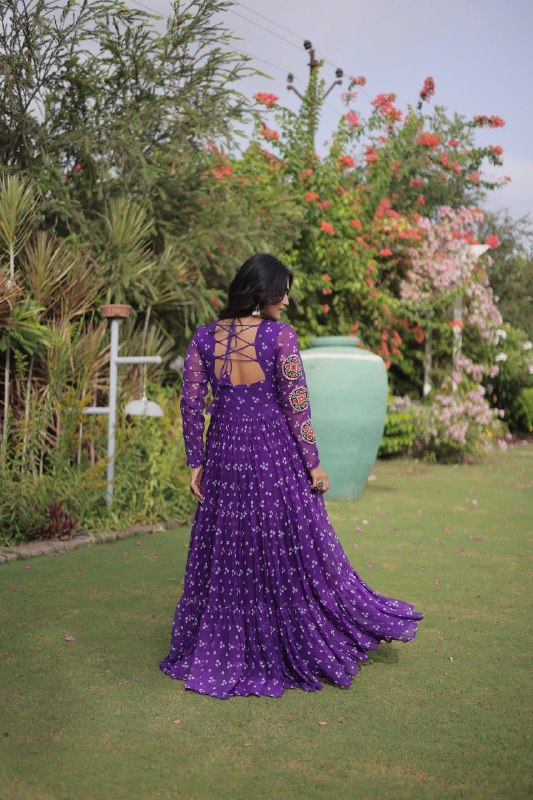 Bandhani Kutchi Patchwork Georgette Gown 5 Bandhani Kutchi Patchwork Georgette Gown - Image 5