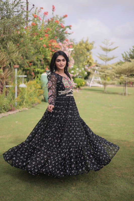 Bandhani Kutchi Patchwork Georgette Gown 7 Bandhani Kutchi Patchwork Georgette Gown - Image 7