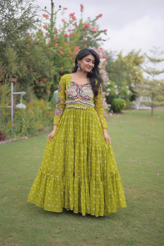 Bandhani Kutchi Patchwork Georgette Gown 9 Bandhani Kutchi Patchwork Georgette Gown - Image 9
