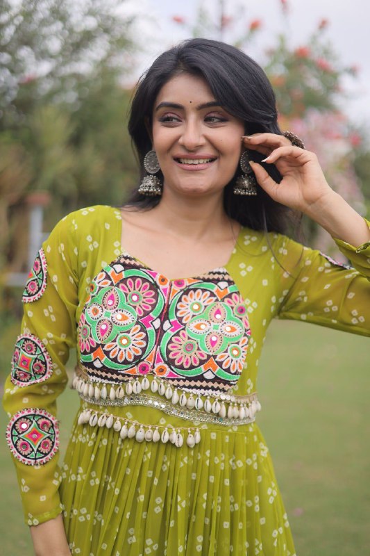 Bandhani Kutchi Patchwork Georgette Gown 11 Bandhani Kutchi Patchwork Georgette Gown - Image 11