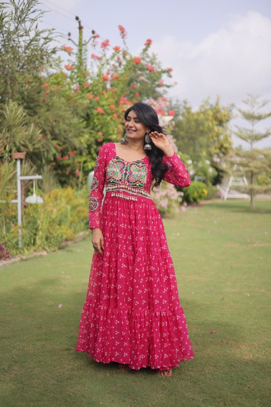 Bandhani Kutchi Patchwork Georgette Gown 13 Bandhani Kutchi Patchwork Georgette Gown - Image 13