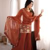 Rust Crunchy Silk Kurta Pant Set