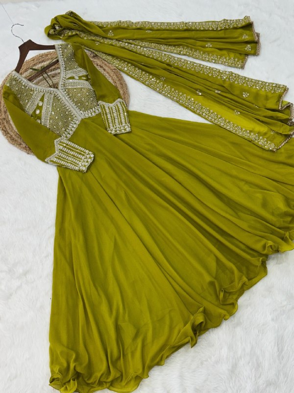 Sequins Embroidered Georgette Gown Set 5 Sequins Embroidered Georgette Gown Set
