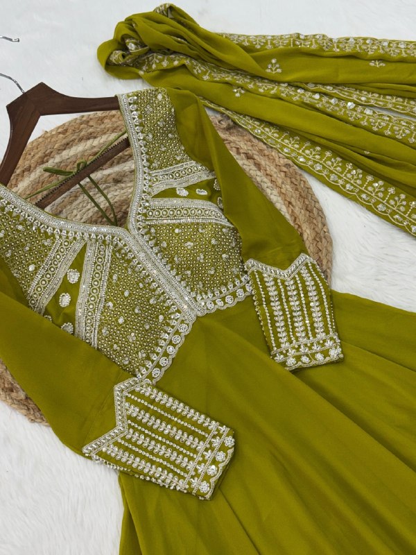 Sequins Embroidered Georgette Gown Set 6 Sequins Embroidered Georgette Gown Set