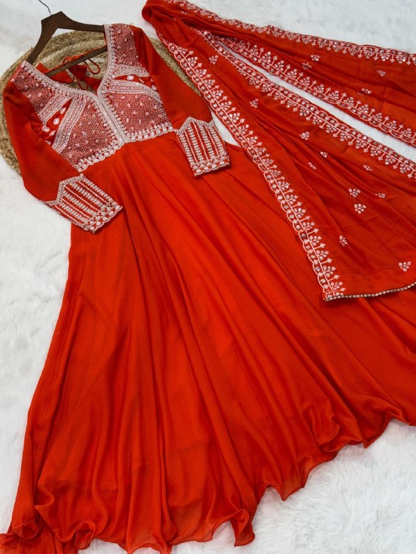 Sequins Embroidered Georgette Gown Set 7 Sequins Embroidered Georgette Gown Set