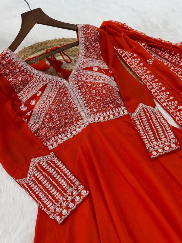 Sequins Embroidered Georgette Gown Set 8 Sequins Embroidered Georgette Gown Set